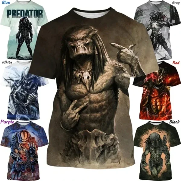 Predator Men Women Casaul Funny 3D Printed T Shirt Streetwear Harajuku Fashion Short Sleeve Hip Hop Sreet Style Tees Shirt Tops - Image 2