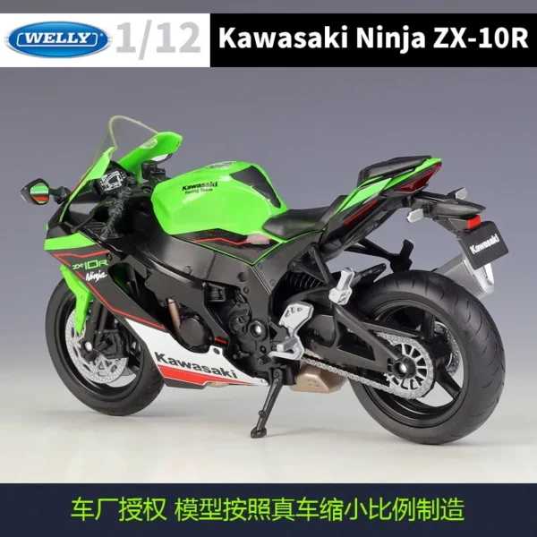 Welly 1:12 Kawasaki 2021 Ninja Zx 10r Heavy-duty Motorcycle Imitation Alloy Model Toy Collection Display Gifts - Image 4