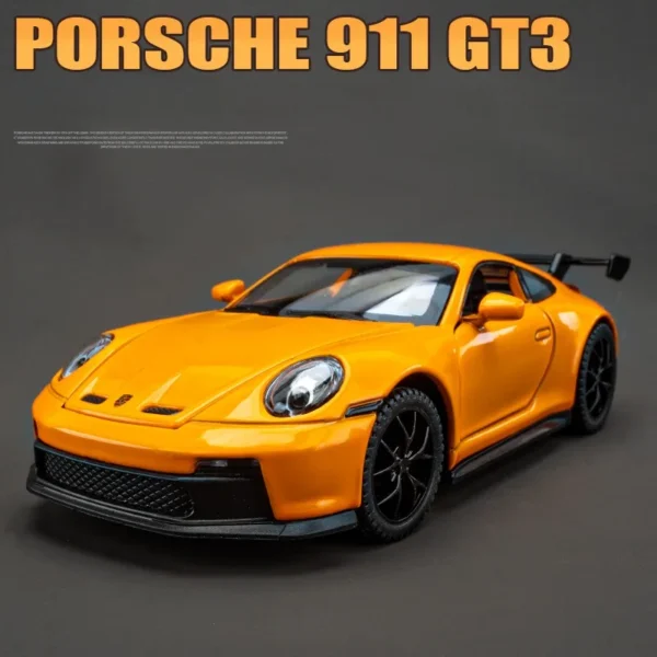 Orange Porsche 911 GT3 toy car.