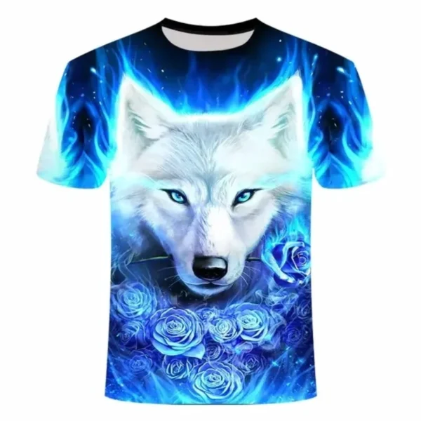 2024 Wolf T Shirt For Mens Animal Print Short Sleeve Top 3D Casual Street Man's T-shirt Oversized Tee Shirt Men Vintage Clothing - Image 3