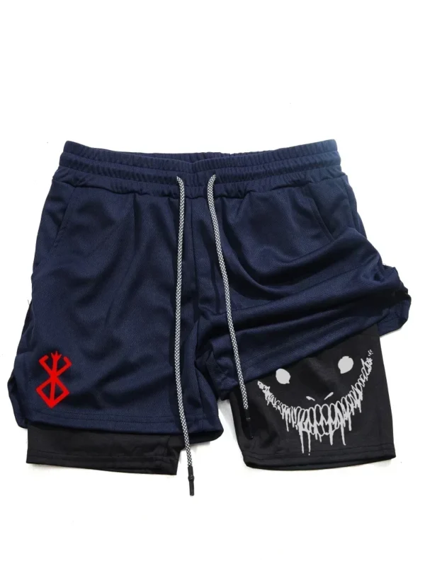 Berserk- Men's 2-in-1 sports shorts, running quick drying shorts, gym and fitness training, double layered - Image 4