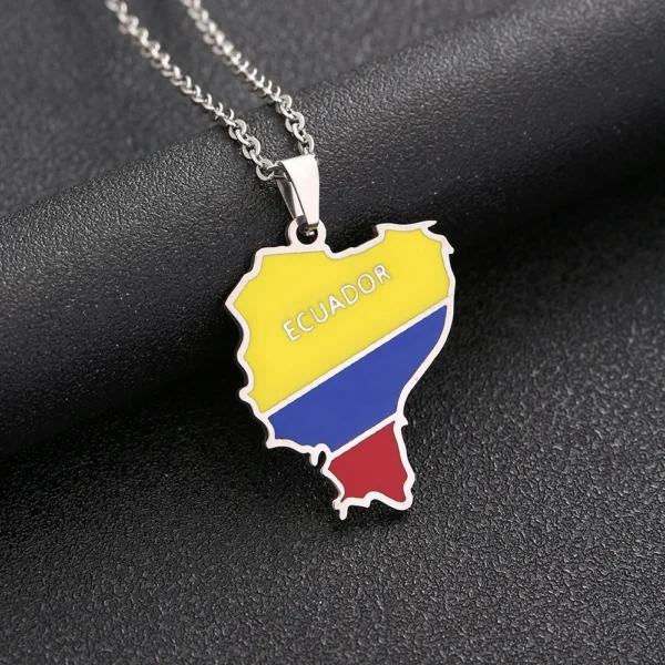 Ecuador map necklace with chain.