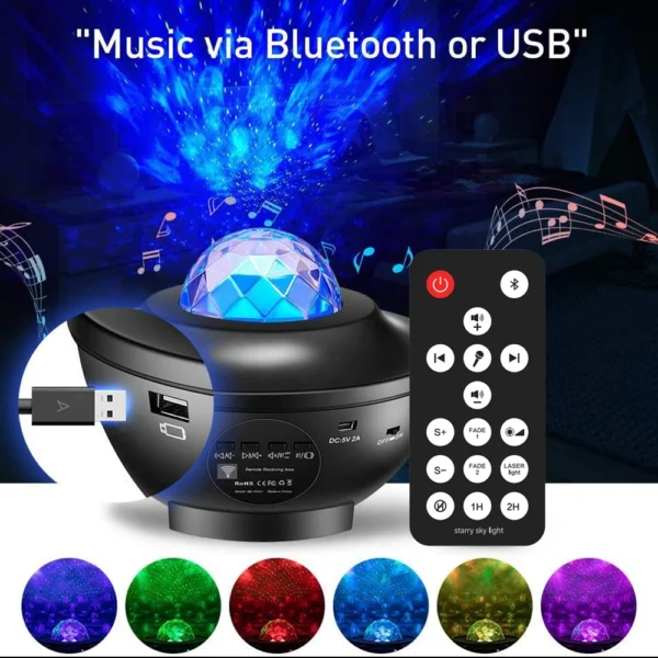 Star Projector, Galaxy Projector for Bedroom, Music Speaker Sound Activated Remote Control/Timer, Starry Night Light Projector - Image 3