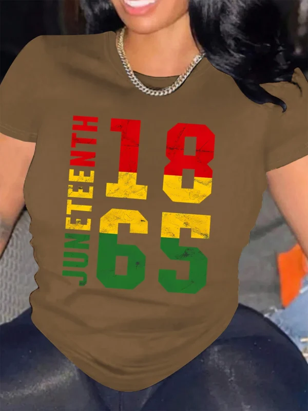 Women's Juneteenth 1865 T-shirt Printing Daily Casual Short Sleeve Shirt 2024 Summer Round Neck Simple Sport Women's Clothing - Image 3