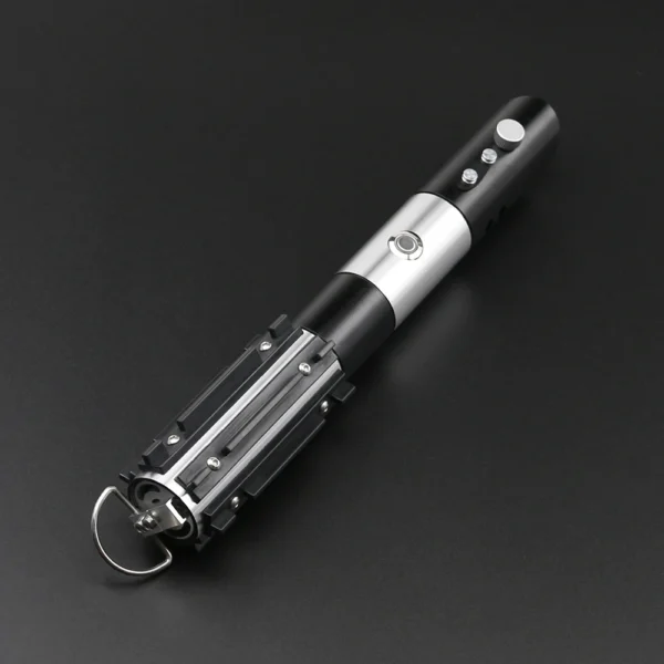 Black and silver lightsaber keychain.