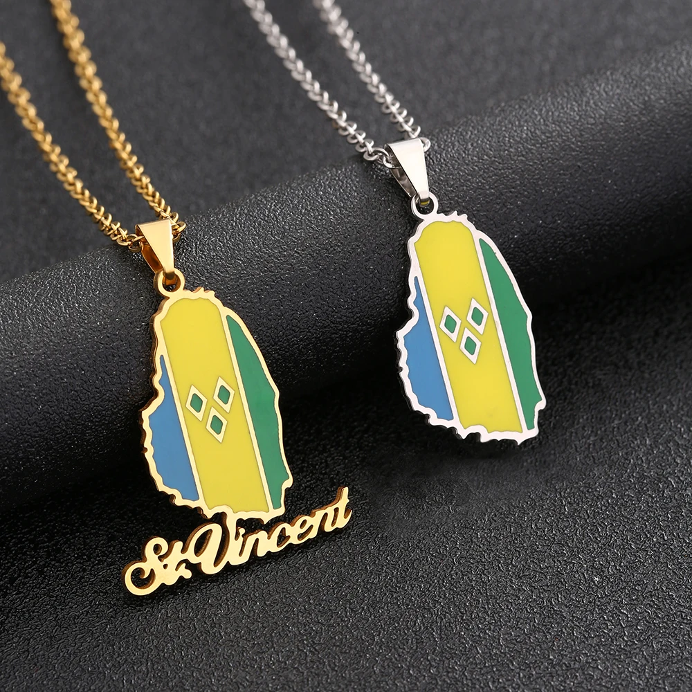 Gold and silver St. Vincent necklaces.