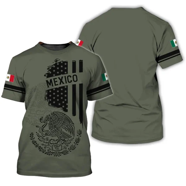 Mexico Flag 3D Print T-shirts Summer Mexican Men Short Sleeve Fashion Tees Streetwear Harajuku T Shirt Tops Clothing - Image 3