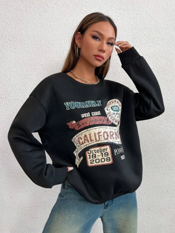 California Yourself Letter Printed Women Sweatshirt Harajuku Casual Hoody Fashion Loose Hoodie Warm Vintage Fleece Female Tops - Image 6