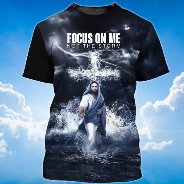 Jesus Graphic Men's T-shirt Top 3D Print Shirt For Men O Neck Oversized Sweatshirt Summer Casual Short Sleeve Tees Cheap Clothes - Image 2