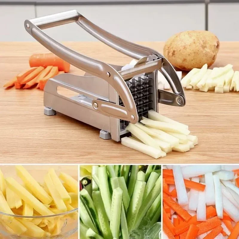 Stainless steel potato and vegetable cutter.