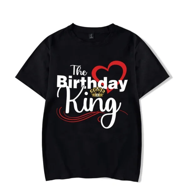 The Birthday King Print Couples T Shirt It's My King's Birthday Graphics Couples Fashion Women Shirt Wife Husband Lovers T-shirt - Image 3