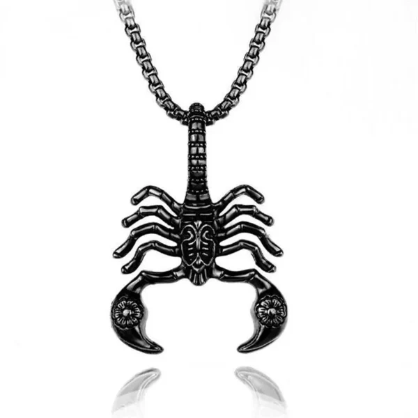 Black scorpion pendant necklace