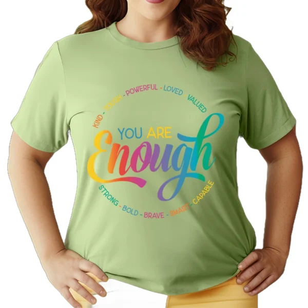 You Are Enough LGBT Pride Month Gay Lesbian Rainbow Ally Oversized Size T-Shirt Woman Summer Clothing Graphic Tees Gifts Lesbian - Image 2