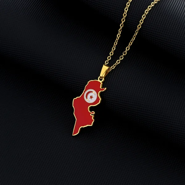 Gold chain with Tunisian flag pendant.