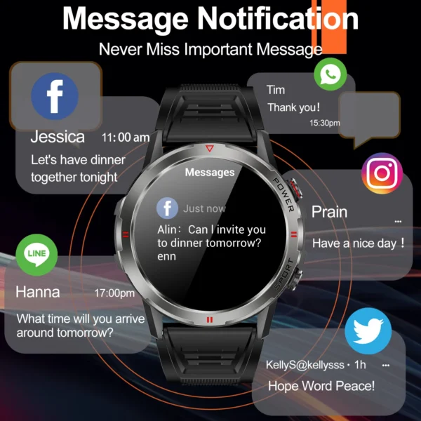 Smartwatch with social media notifications.