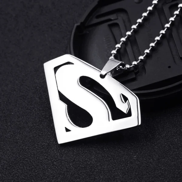 Silver Superman pendant necklace.