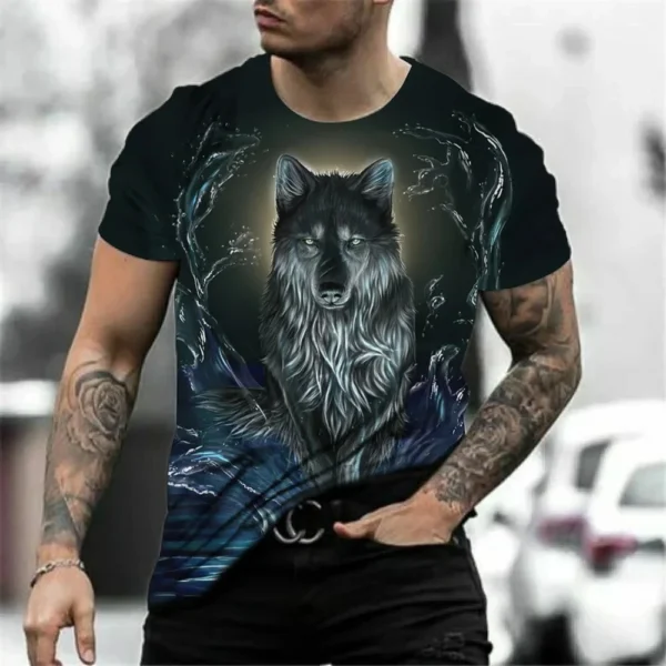 Vintage Wolf 3D Print Men T-Shirts Animal Casual Street Man's Sports Top Short Sleeve Oversized Tee Shirt Men's Clothing Summer - Image 5