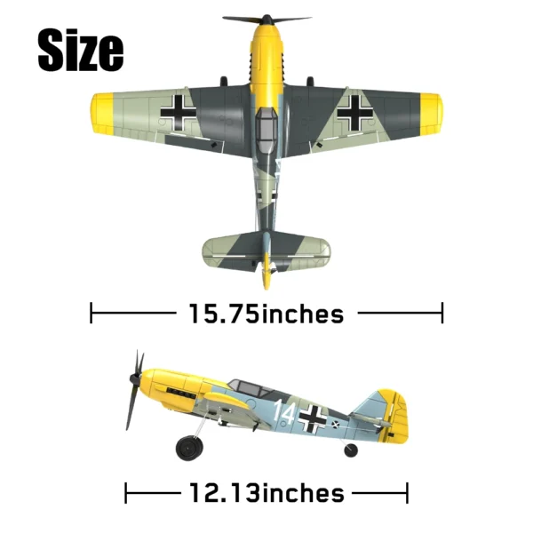 Yellow and blue German fighter plane model.