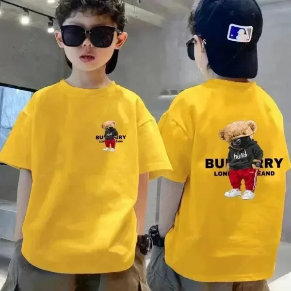 Luxury Brand Bear Graphic Children T-shirt Cotton Cute Print Tshirt Summer Fashion Kids Shirts Boy Girl Tops Clothing Free Tops - Image 4