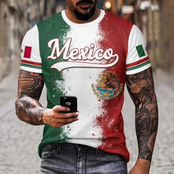 Mexican Flag Pattern 3D T-shirt Summer Casual Pullover Men's Fashion Loose T-shirt Boys Extra Large Short Sleeve Top - Image 5