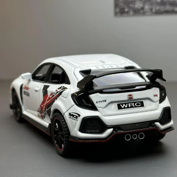 White Honda Civic Type R WRC diecast car.