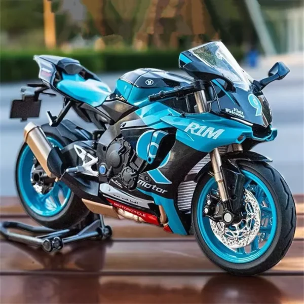 1:12 YZF-R1M Alloy Racing Motorcycle Model Diecast Street Cross-Country Motorcycle Model Simulation Sound and Light Kid Toy Gift