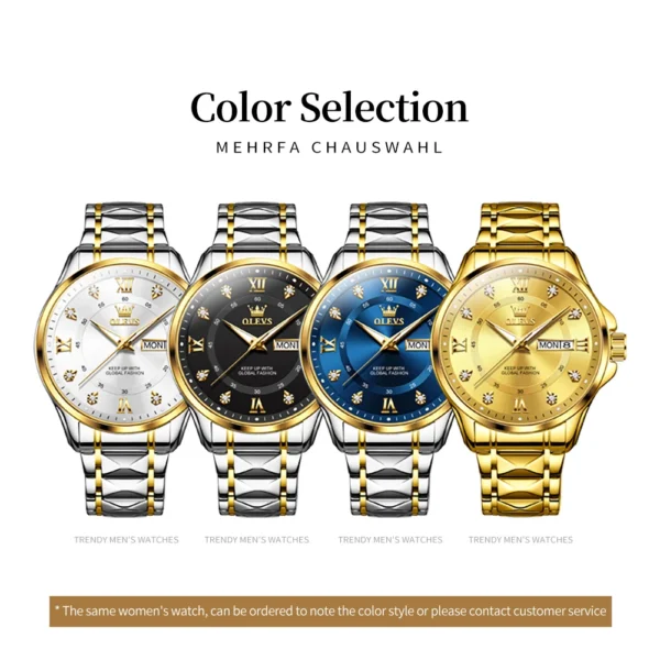 Four gold and silver men's watches.