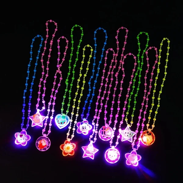 12-96Pcs LED Light Up Cartoon Necklace Kids Birthday Party Wedding Guest Gift Souvenir Christmas Carnival Reward Pack Party Gift