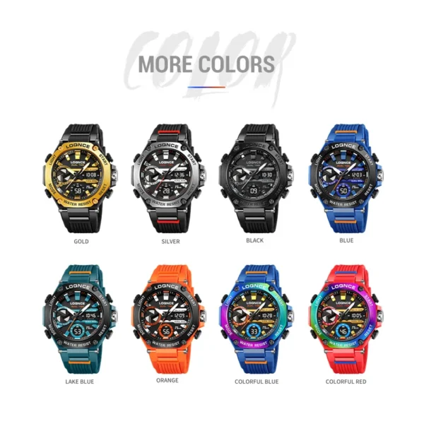 Multicolored digital watches with different bands.