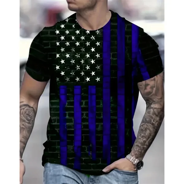 Vintage USA Flag Graphic T Shirt For Men Short-sleeved American Tops 3D Eagle T-shirts Summer Casual Streetwear Male Clothing - Image 2