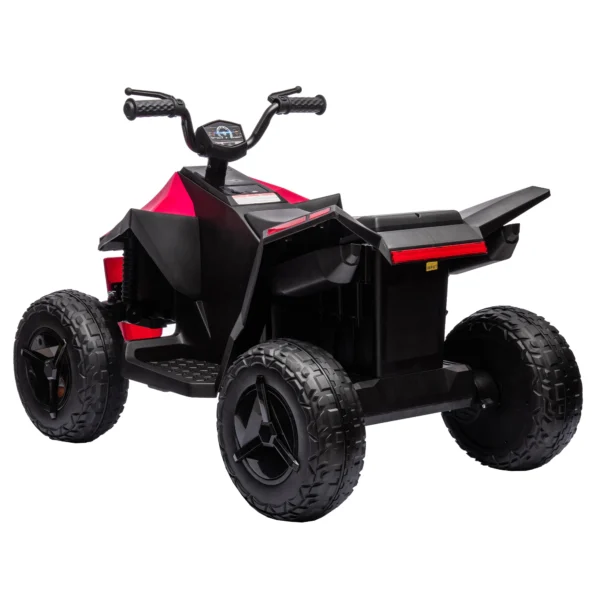 Black and red toy ATV with wheels.