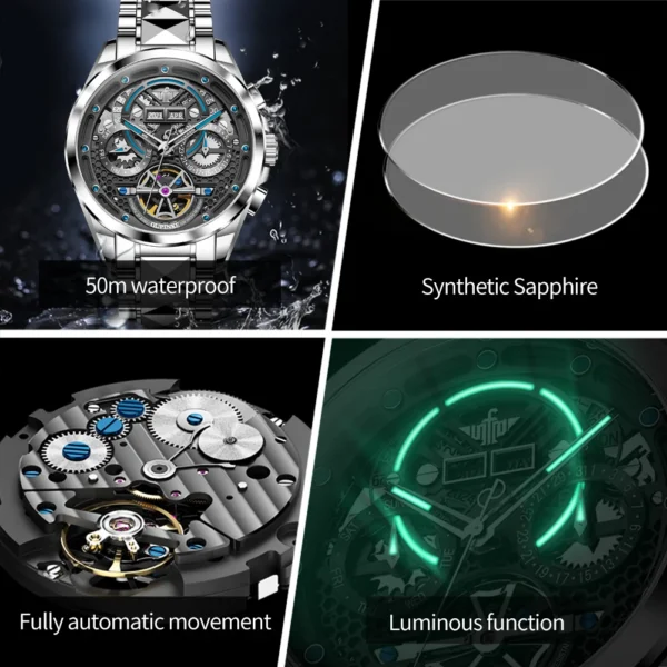 Men's automatic watch with luminous function.