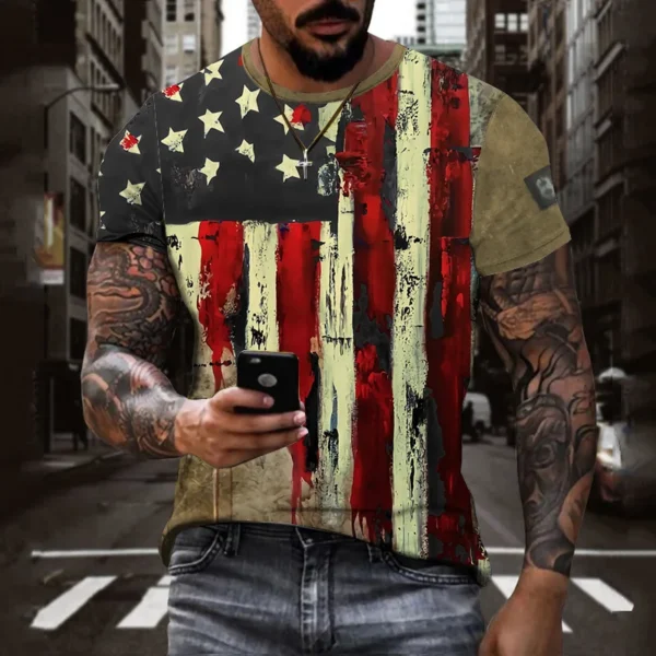 New Summer Tide Flag Picture Men T-Shirts Casual 3D Print Tees Hip Hop Personality Round Neck Short Sleeve Quick-Dry Tops - Image 5