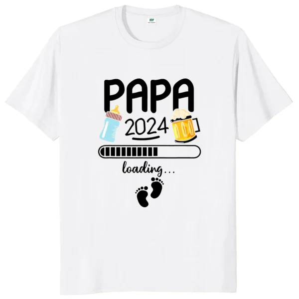 Papa 2024 2025 T Shirt Funny Future Dad Beer Lovers Gift Tee Tops 100% Cotton Unisex O-neck Oversized T-shirts EU Size - Image 4