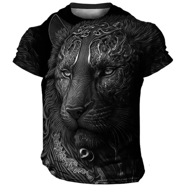 Daily Oversized Men's T-Shirt 3D Lion Print Tees Tops Summer Casual Animal Pattern Streetwear New Fashion Street Men Clothing