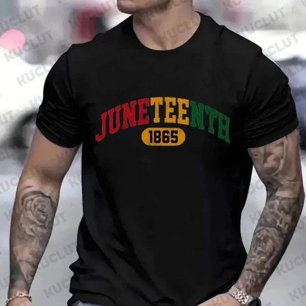 Juneteenth Mens T-Shirt Black Lives Matter T Shirts for Men Summer Streetwear Fashion Casual Shirt Freeish Since 1865 T-Shirts - Image 2