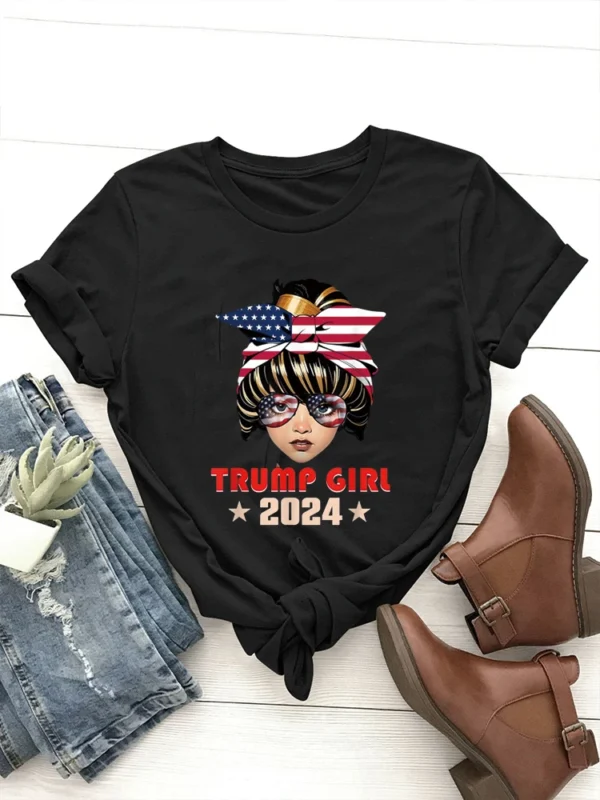 4th Of July Trump 45 47 Trump Girl 2024 T-Shirt Fun cute tops for teen graphic tees women t-shirts t shirts for women