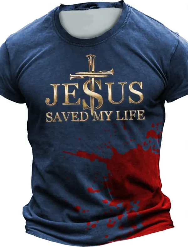 Men's T-shirt casual classic Jesus style cool round neck printed outdoor street short sleeved printed clothing sports designer