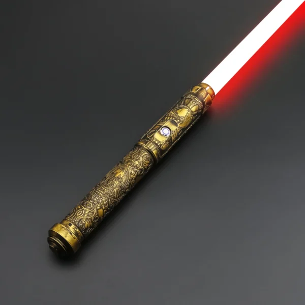 Ornate gold lightsaber with red blade.