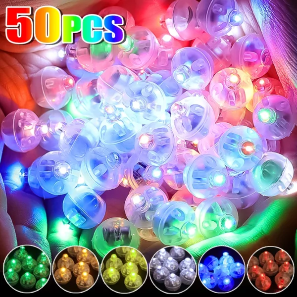 50pcs Colorful Glowing Small Ball Lamp LED Flash Round Balloon Lamp Mini Tumbler Ball Light for Christmas Wedding Party Decor - Image 2