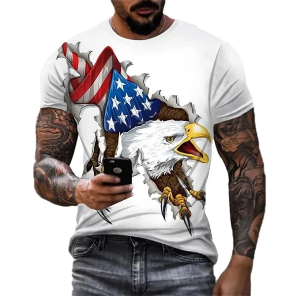 Fashion America Eagle U.S. Flag Graphic T-Shirt for Men Clothing Tees Women Cool Streetwear Summer Casual Short Sleeve ropa Tops - Image 3