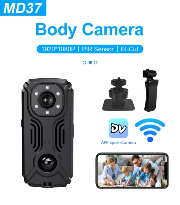 MD31 Mini PIR Video Body Camera Back Clip Photography DV Smart Camera HD 1080P Recorder Motion Activated Small For Car Nanny Cam - Image 4