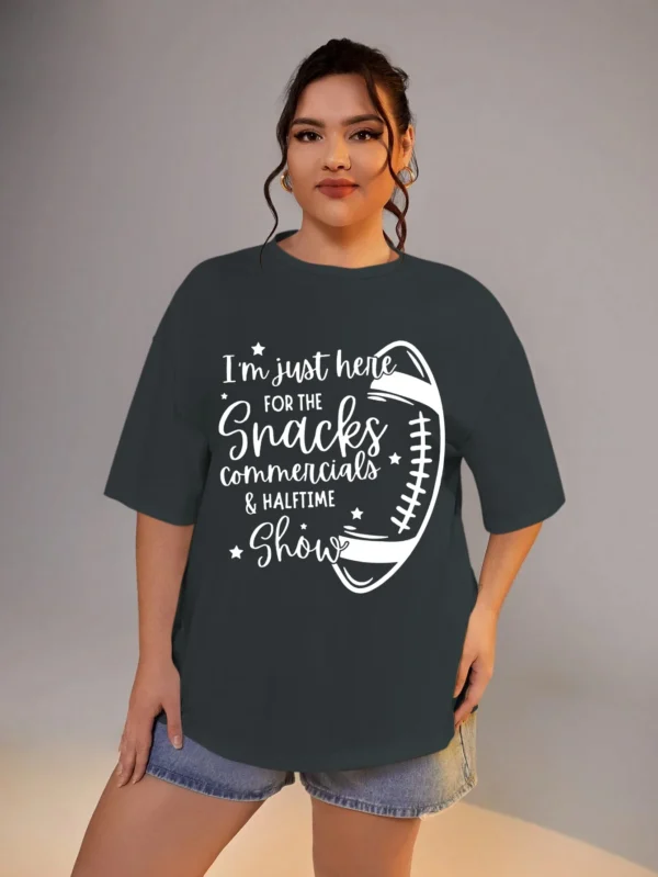 Women's Rugby Letter Print Oversize Short Sleeve T-Shirt Plus Size Clothes 2XL 3XL 4XL 5XL Summer - Image 4