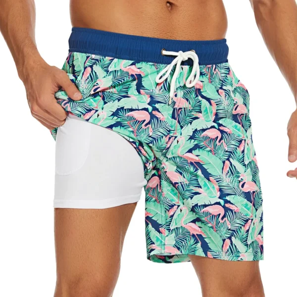 Summer New Men's Shorts Fashion Vacation Beach Pants Men's Plus size Four-Corner Qmilch Lining