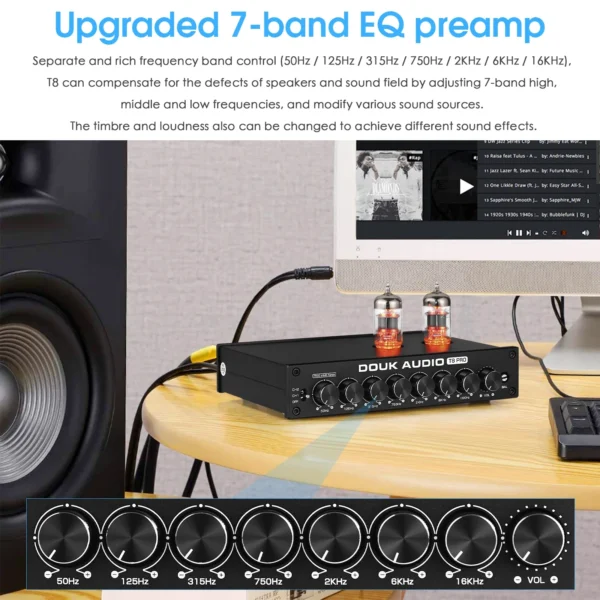 7-band EQ preamp with volume knob.