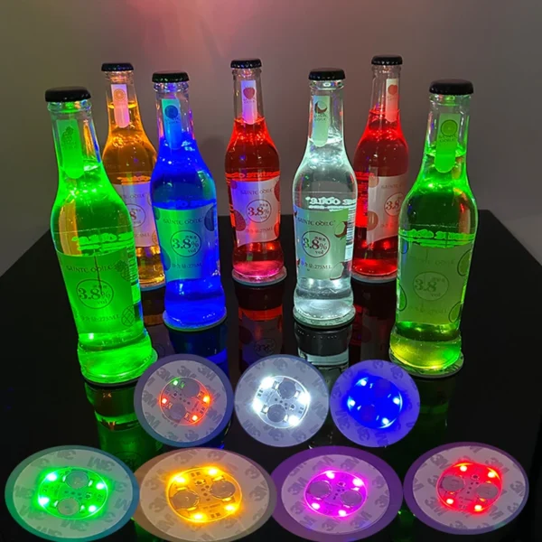 1/10 Pcs LED Cup Coaster Light Up Bottle Sticker For KTV Wedding Bar Party Supplies Luminous Cup Mat Drink Cups Vase Decor