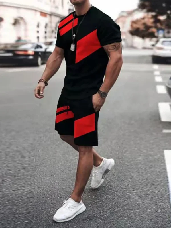 Print Men Suits Short Sleeve T-shirt With Shorts Sets Summer Male Fashion Sport Oversized Tracksuits Jogging Training Outfits - Image 4