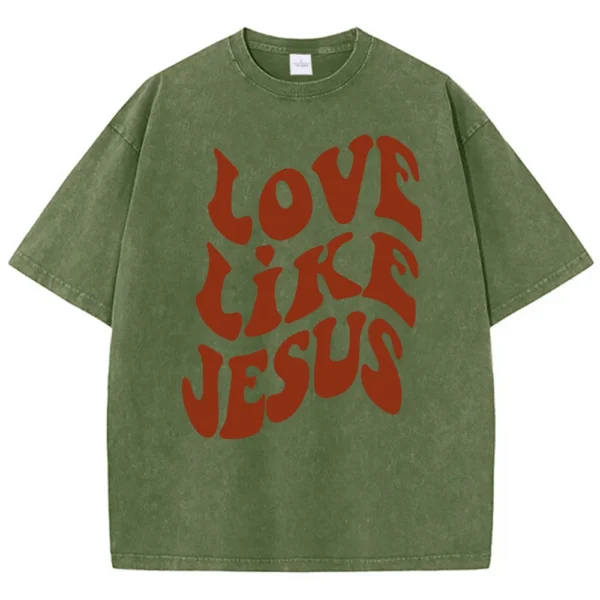 Love Like Jesus Letter Print Male Tee Shirt Graphic Oversized Tshirt High-Quality Soft Tees Hot Sale Breathable Short Sleeved - Image 2