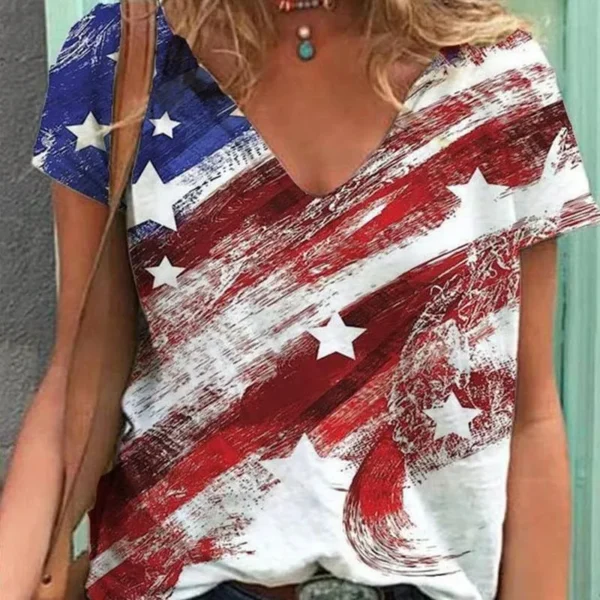 Vintage American Flag 2024 Fashion Summer Women T-Shirt Street Casual Style Comfortable 3D Printed Short Sleeve Lady's Clothing - Image 4