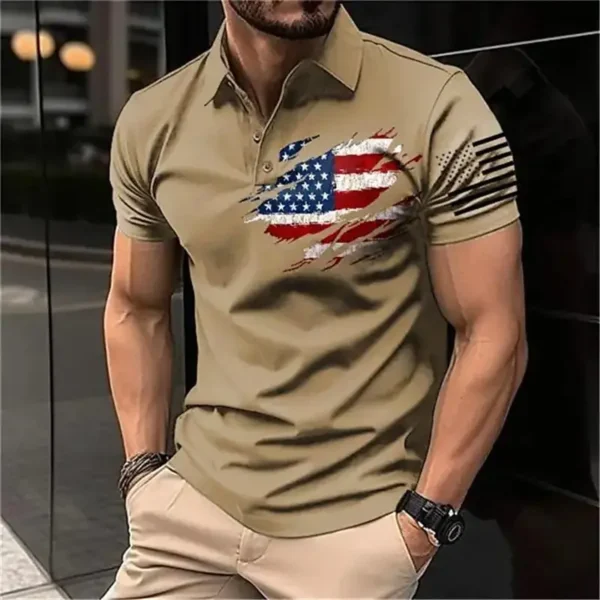 Vintage Men‘S Polo Shirt 3d Flag Of The United States Printed Men Clothing Loose Oversized Shirt Street Casual Short Sleeve Tops - Image 4